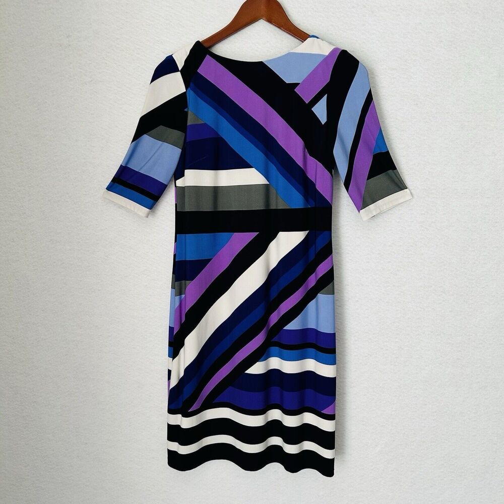 Eliza J Dress Women Size 2 Multicolor Stripe Jersey Career Business Casual Lined - Picture 14 of 15